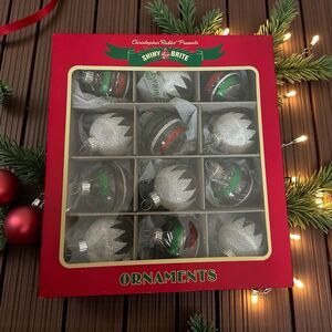Christopher Radko Shiny Brite Retro Christmas Ornaments Box Of 12 Brand New